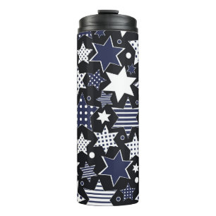Seamless pattern background with stylised starspat thermal tumbler
