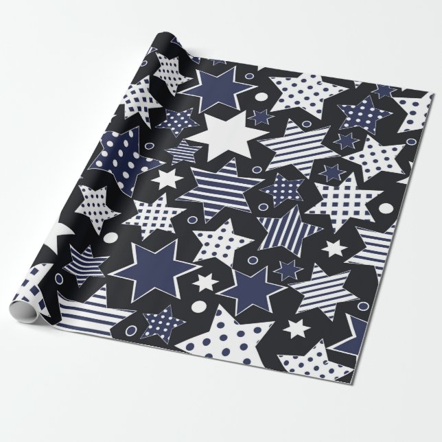Seamless pattern background with stylised starspat wrapping paper (Unrolled)