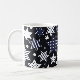 Seamless pattern background with stylized starspat coffee mug