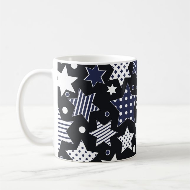 Seamless pattern background with stylized starspat coffee mug (Left)