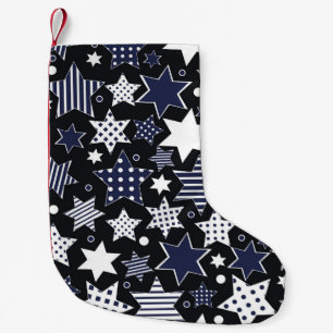 Seamless pattern background with stylized starspat small christmas stocking