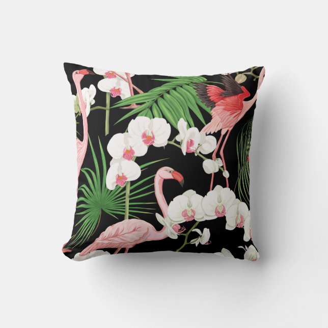 Seamless pattern, background with tropical plants, cushion (Front)