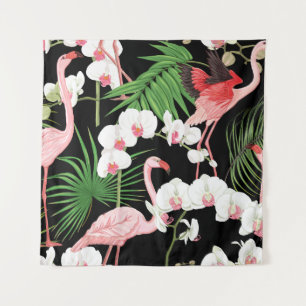 Seamless pattern, background with tropical plants, tapestry