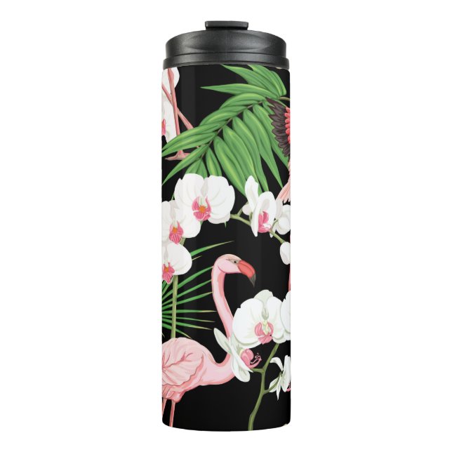 Seamless pattern, background with tropical plants, thermal tumbler (Front)