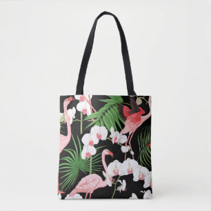 Seamless pattern, background with tropical plants, tote bag