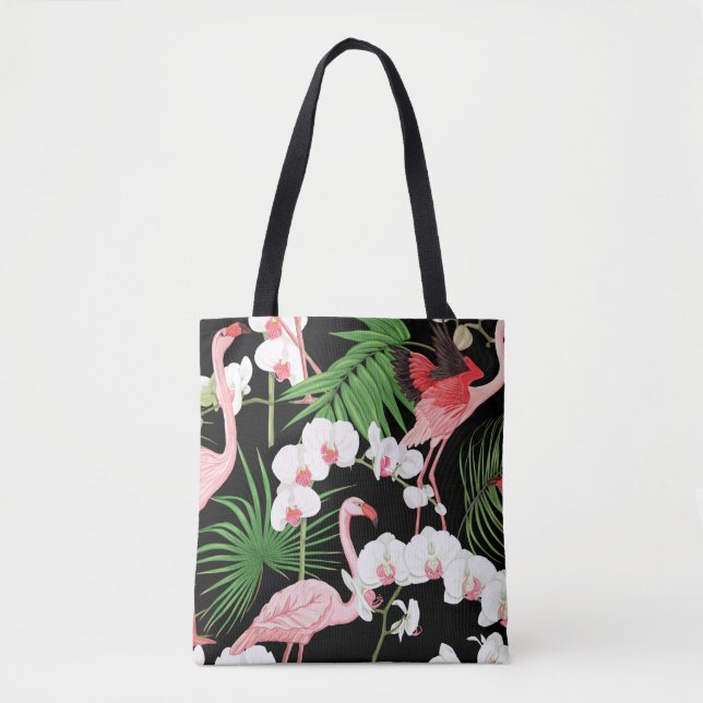 Seamless pattern, background with tropical plants, tote bag (Front)