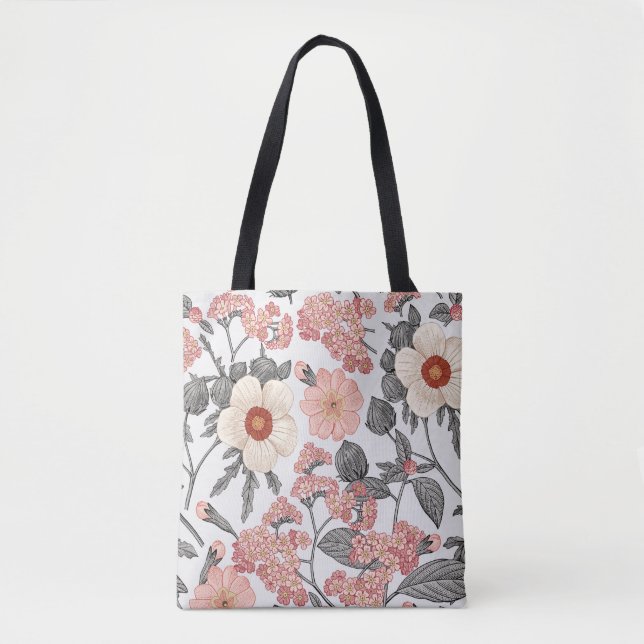 Seamless pattern. Beautiful fabric blooming realis Tote Bag (Front)