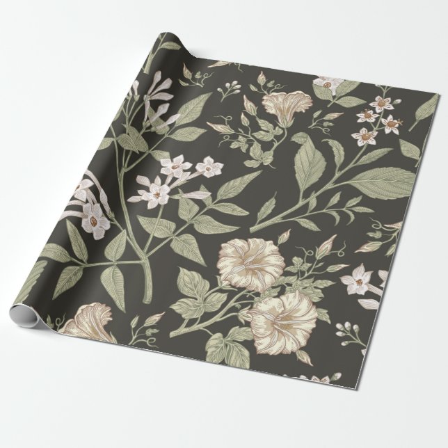 Seamless pattern. Beautiful fabric blooming realis Wrapping Paper (Unrolled)