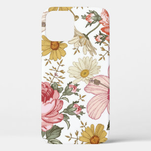 Seamless pattern. Beautiful pink blooming realisti iPhone 12 Case