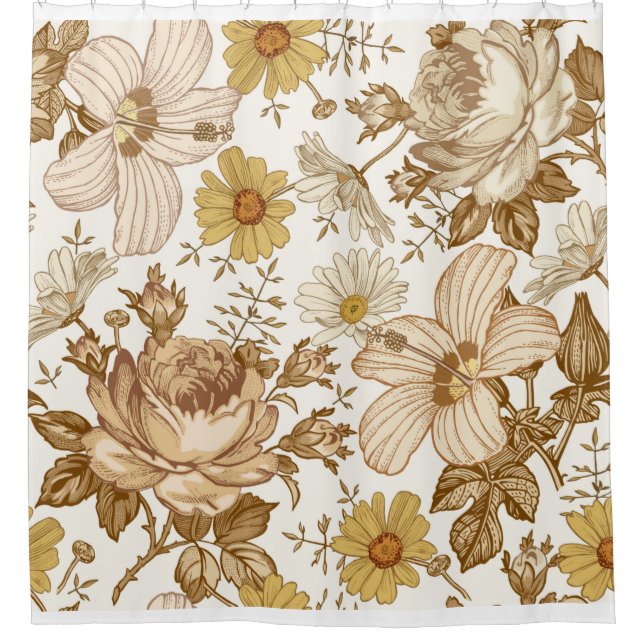 Seamless pattern. Beautiful pink blooming realisti Shower Curtain (Front)