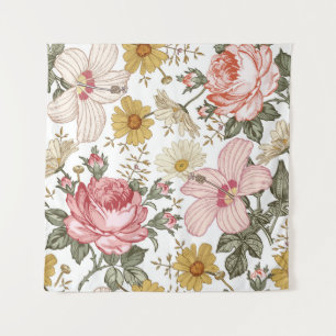 Seamless pattern. Beautiful pink blooming realisti Tapestry