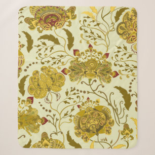 Seamless pattern, big indian paisley flowers. Tren Sherpa Blanket