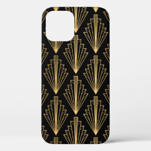 Seamless pattern black and gold background iPhone 12 case