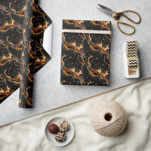 Seamless Pattern Black Coffee Splash Wrapping Paper