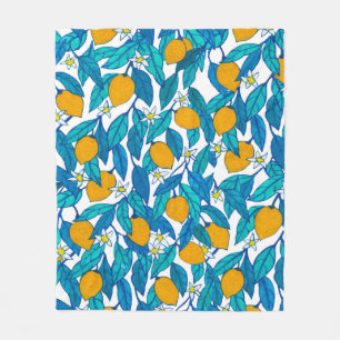 Seamless pattern. Blooming lemon. Flowers neroli.  Fleece Blanket