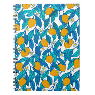 Seamless pattern. Blooming lemon. Flowers neroli. Notebook