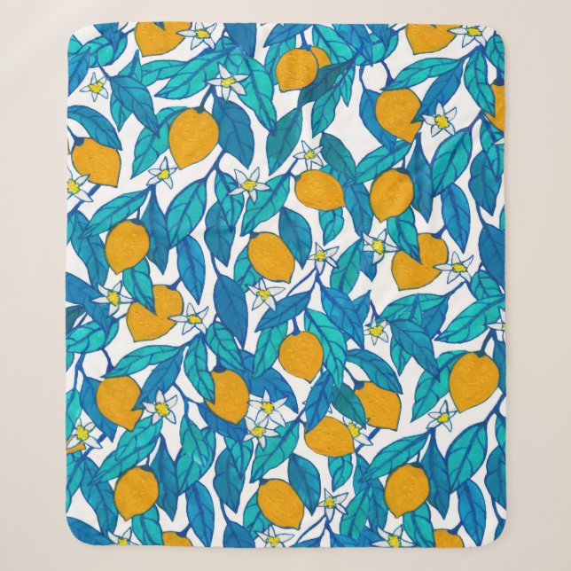 Seamless pattern. Blooming lemon. Flowers neroli.  Sherpa Blanket (Front)