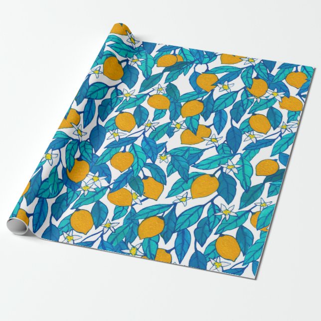 Seamless pattern. Blooming lemon. Flowers neroli.  Wrapping Paper (Unrolled)