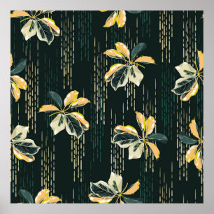 Seamless pattern Botanical VARIEGATED PLANTS, leav Poster