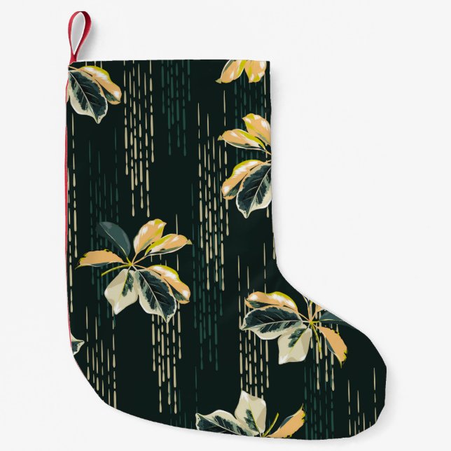 Seamless pattern Botanical VARIEGATED PLANTS, leav Small Christmas Stocking (Front)