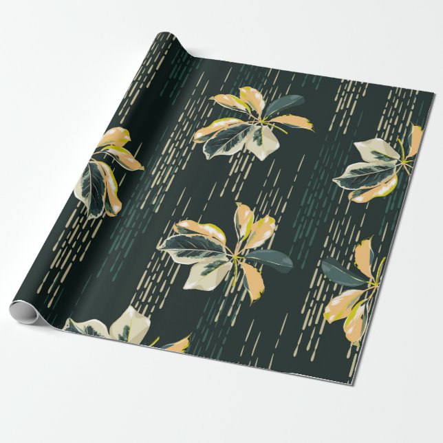 Seamless pattern Botanical VARIEGATED PLANTS, leav Wrapping Paper (Unrolled)
