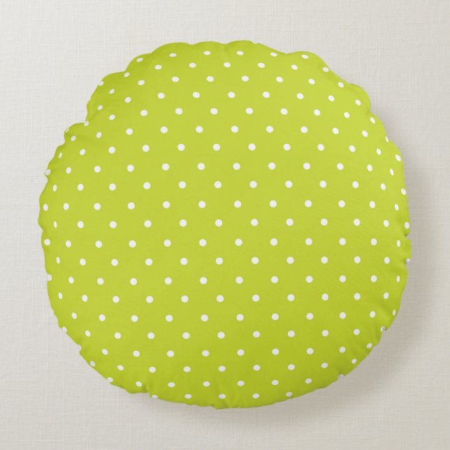 Seamless pattern  bright lime polka dot pattern round cushion (Front)