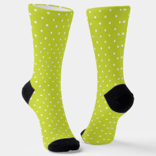 Seamless pattern bright lime polka dot pattern socks