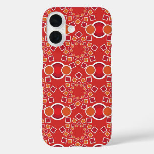 Seamless pattern bursts with geometric Ikat flower iPhone 16 Case