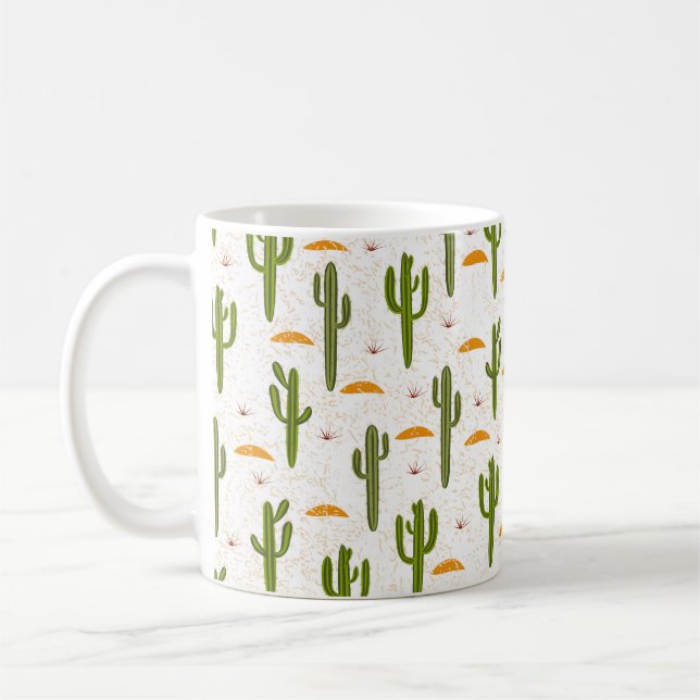 Seamless pattern, cactus, sand texture, Mexican st Coffee Mug (Left)