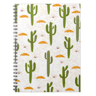 Seamless pattern, cactus, sand texture, Mexican st Notebook