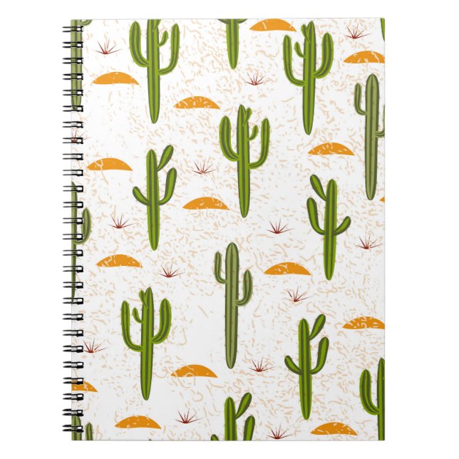 Seamless pattern, cactus, sand texture, Mexican st Notebook (Front)