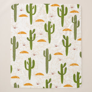 Seamless pattern, cactus, sand texture, Mexican st Sherpa Blanket