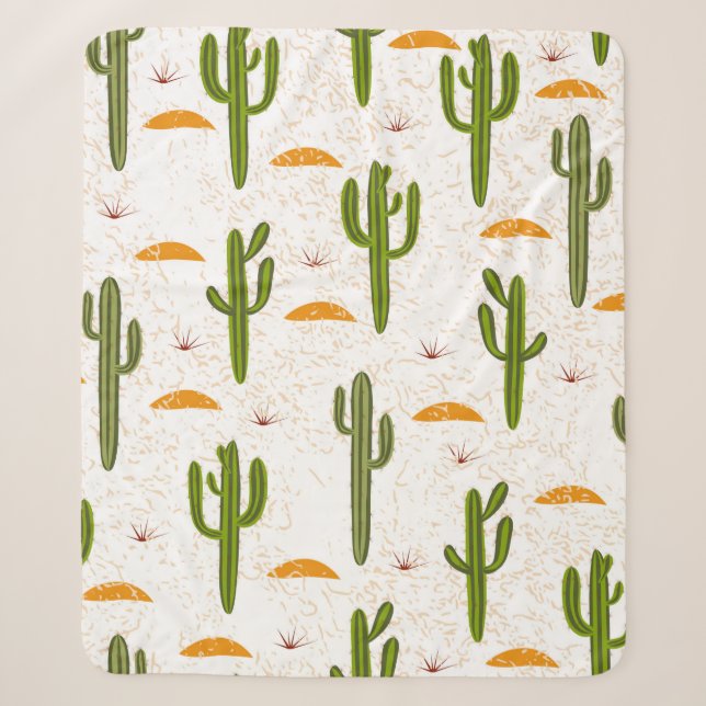 Seamless pattern, cactus, sand texture, Mexican st Sherpa Blanket (Front)