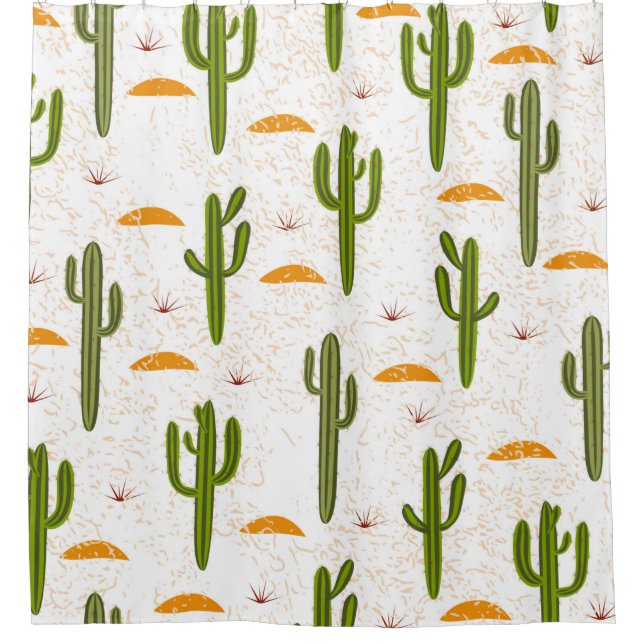 Seamless pattern, cactus, sand texture, Mexican st Shower Curtain (Front)