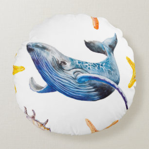 Seamless pattern Caribbean starfish Round Cushion