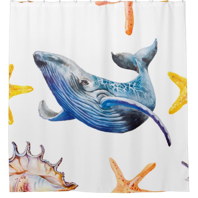 Seamless pattern Caribbean starfish Shower Curtain (Front)