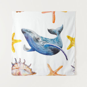Seamless pattern Caribbean starfish Tapestry