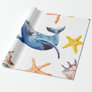 Seamless pattern Caribbean starfish Wrapping Paper
