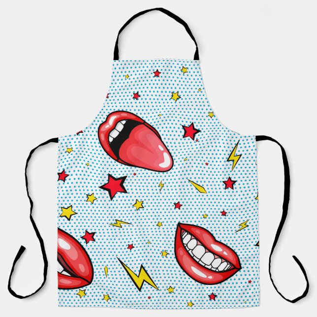 Seamless pattern cartoon comic super speech bubble apron (Front)