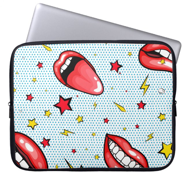 Seamless pattern cartoon comic super speech bubble laptop sleeve (Front)