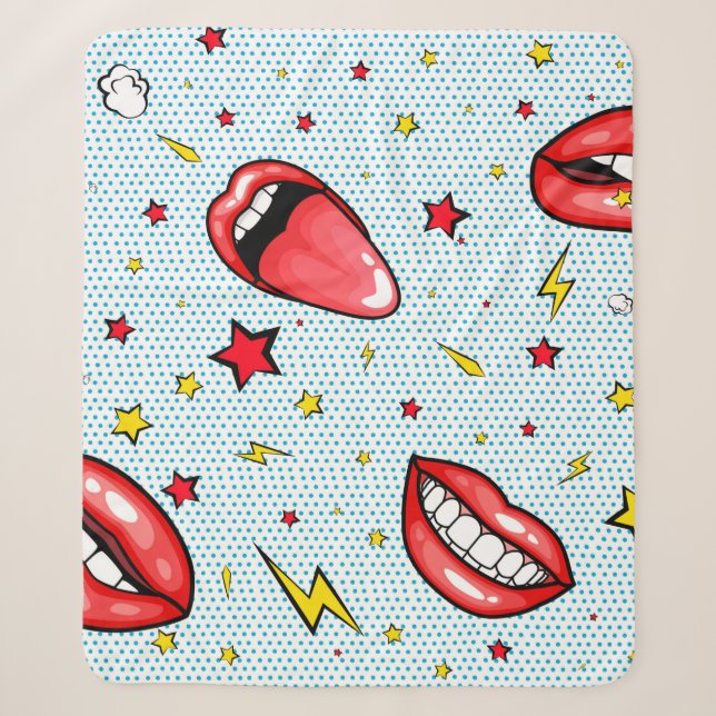 Seamless pattern cartoon comic super speech bubble sherpa blanket (Front)