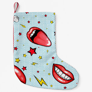 Seamless pattern cartoon comic super speech bubble small christmas stocking