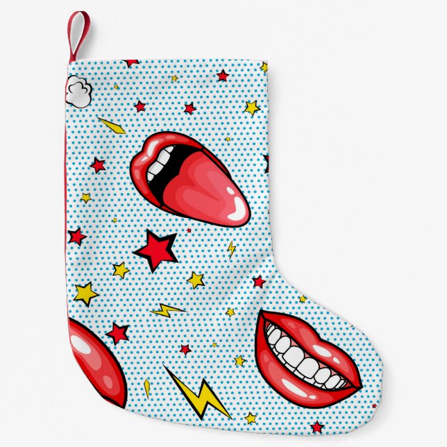 Seamless pattern cartoon comic super speech bubble small christmas stocking (Front)