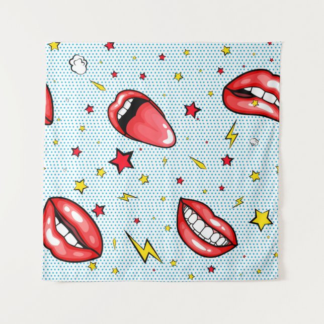 Seamless pattern cartoon comic super speech bubble tapestry (Front)