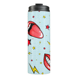 Seamless pattern cartoon comic super speech bubble thermal tumbler