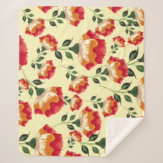Seamless pattern, colourful flower decoration. sherpa blanket (Front)
