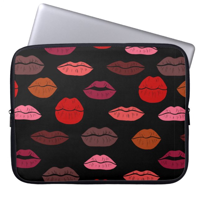 Seamless pattern colourful lips laptop sleeve (Front)