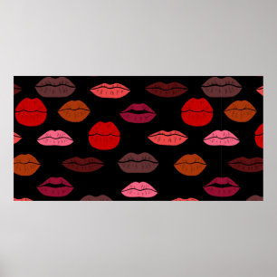 Seamless pattern colourful lips poster
