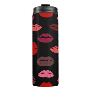 Seamless pattern colourful lips thermal tumbler