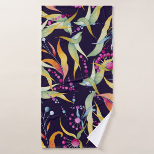 seamless pattern consisting of various plants, flo bath towel